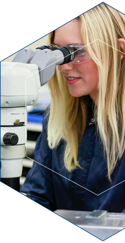 Girl looking through microscope